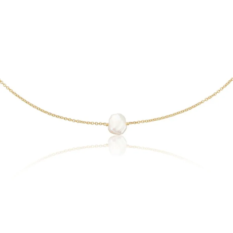 Gold Single Baroque Pearl Choker made by Lily & Roo