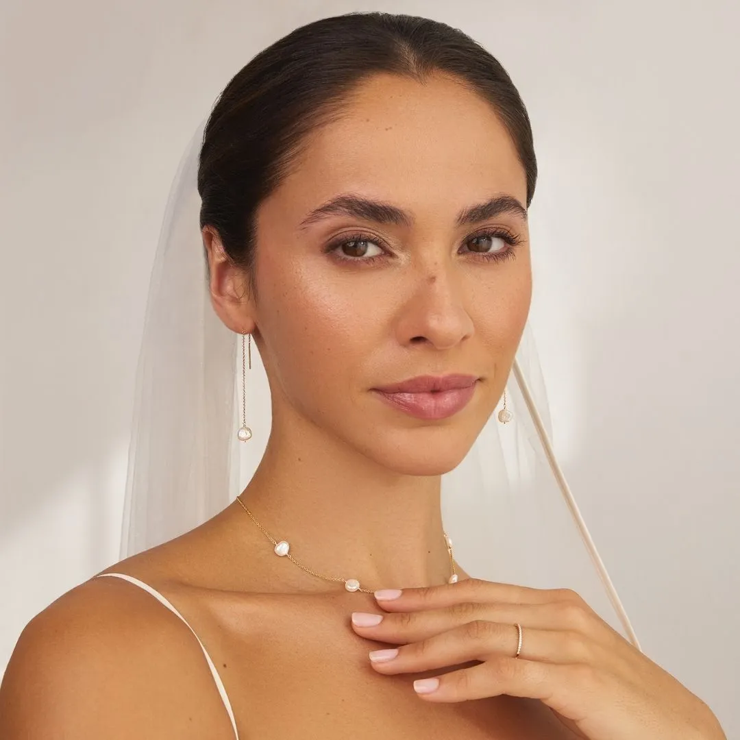 Gold Baroque Pearl Ear Threaders sold by Lily & Roo product image thumbnail 4