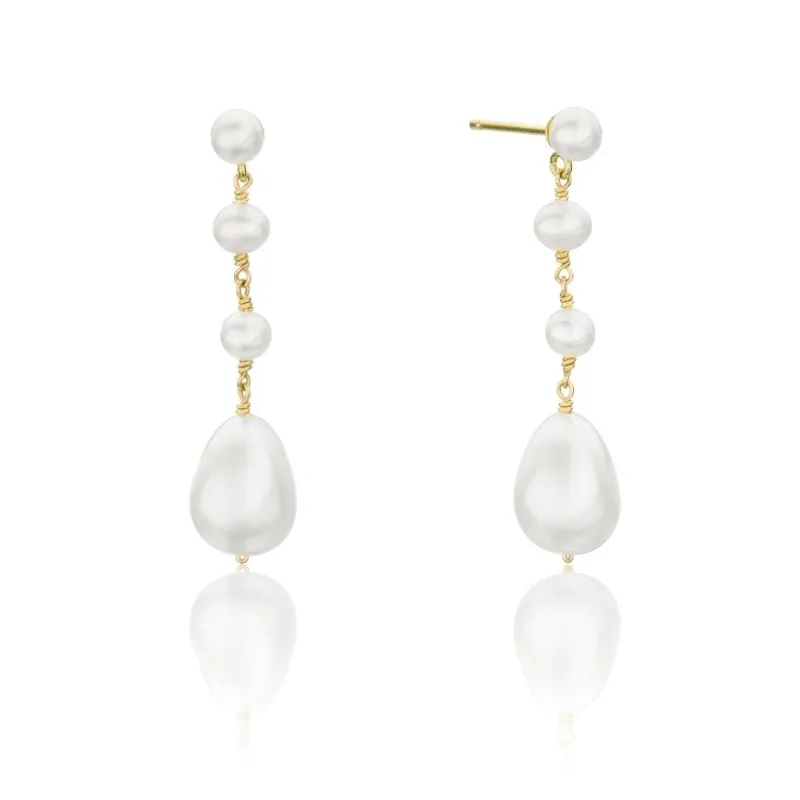 Gold Multi Pearl Drop Earrings sold by Lily & Roo