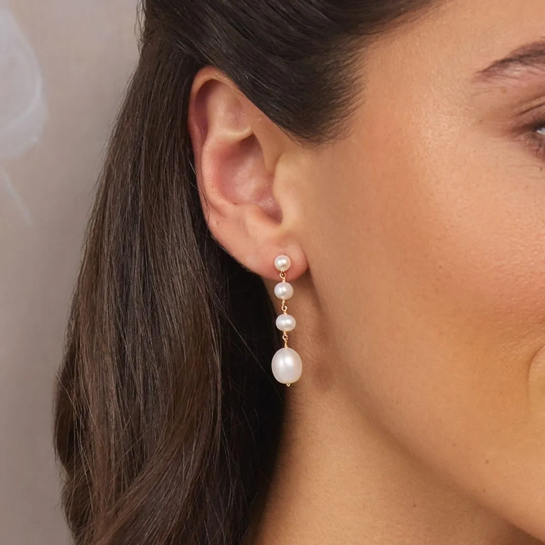 Silver Multi Pearl Drop Earrings sold by Lily & Roo product image thumbnail 3