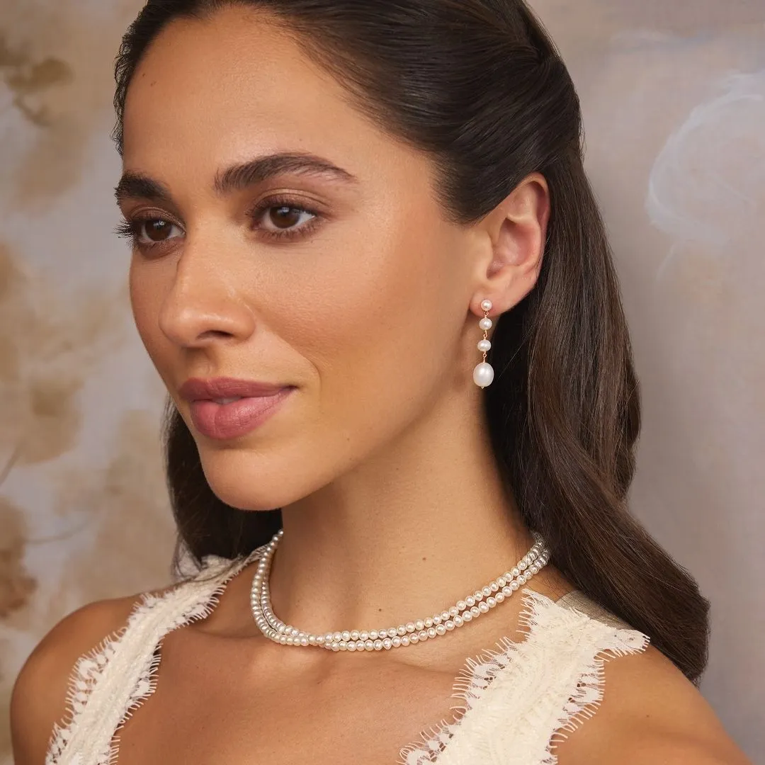Silver Multi Pearl Drop Earrings sold by Lily & Roo product image thumbnail 4