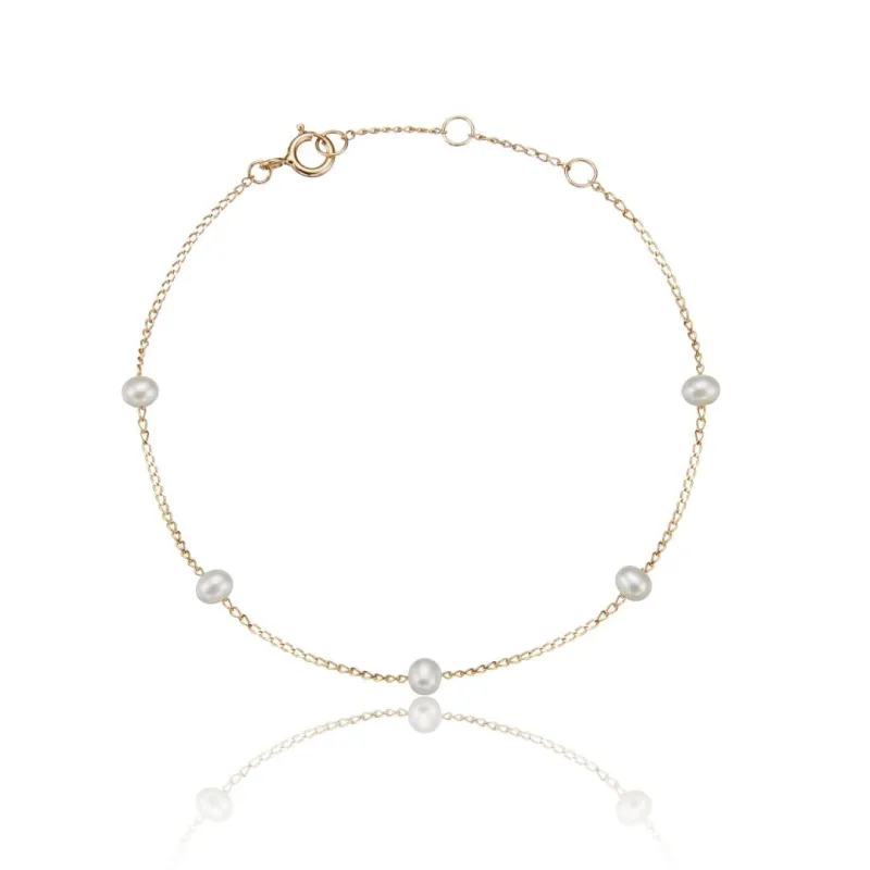 Gold Five Small Pearl Bracelet sold by Lily & Roo