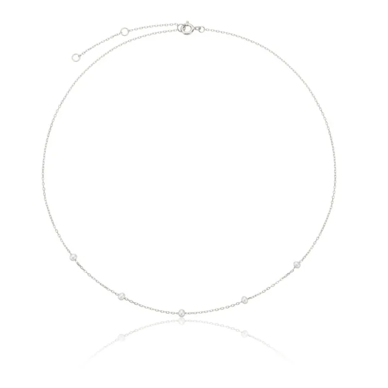 Silver Five Small Pearl Necklace made by Lily & Roo