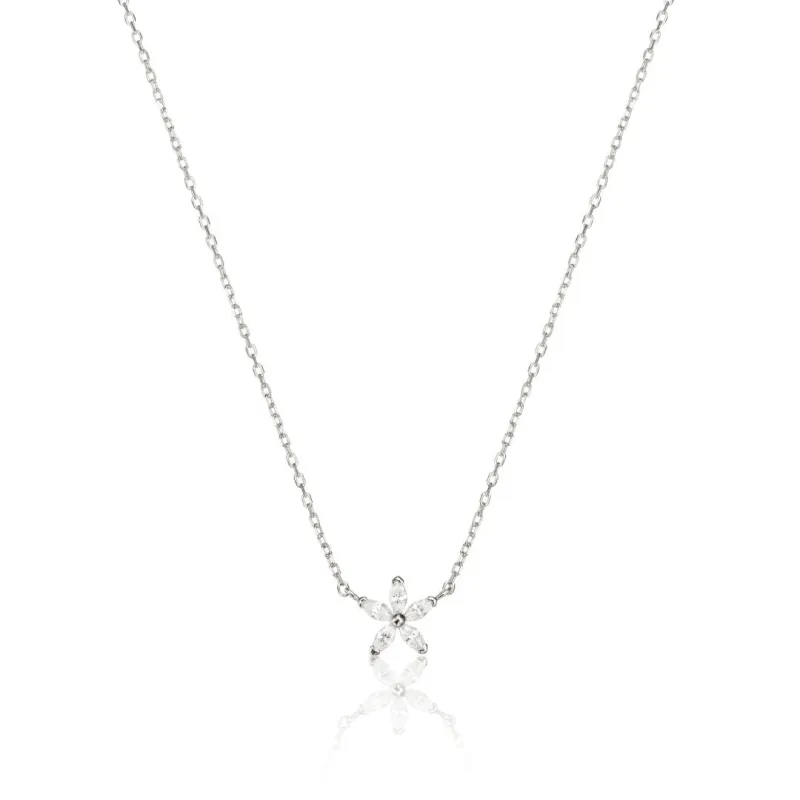 Silver Diamond Style Flower Necklace sold by Lily & Roo