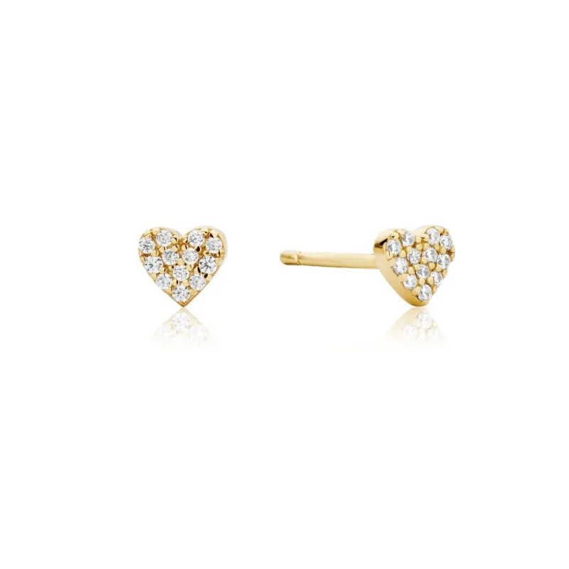 Gold Diamond Style Cluster Heart Stud Earrings sold by Lily & Roo