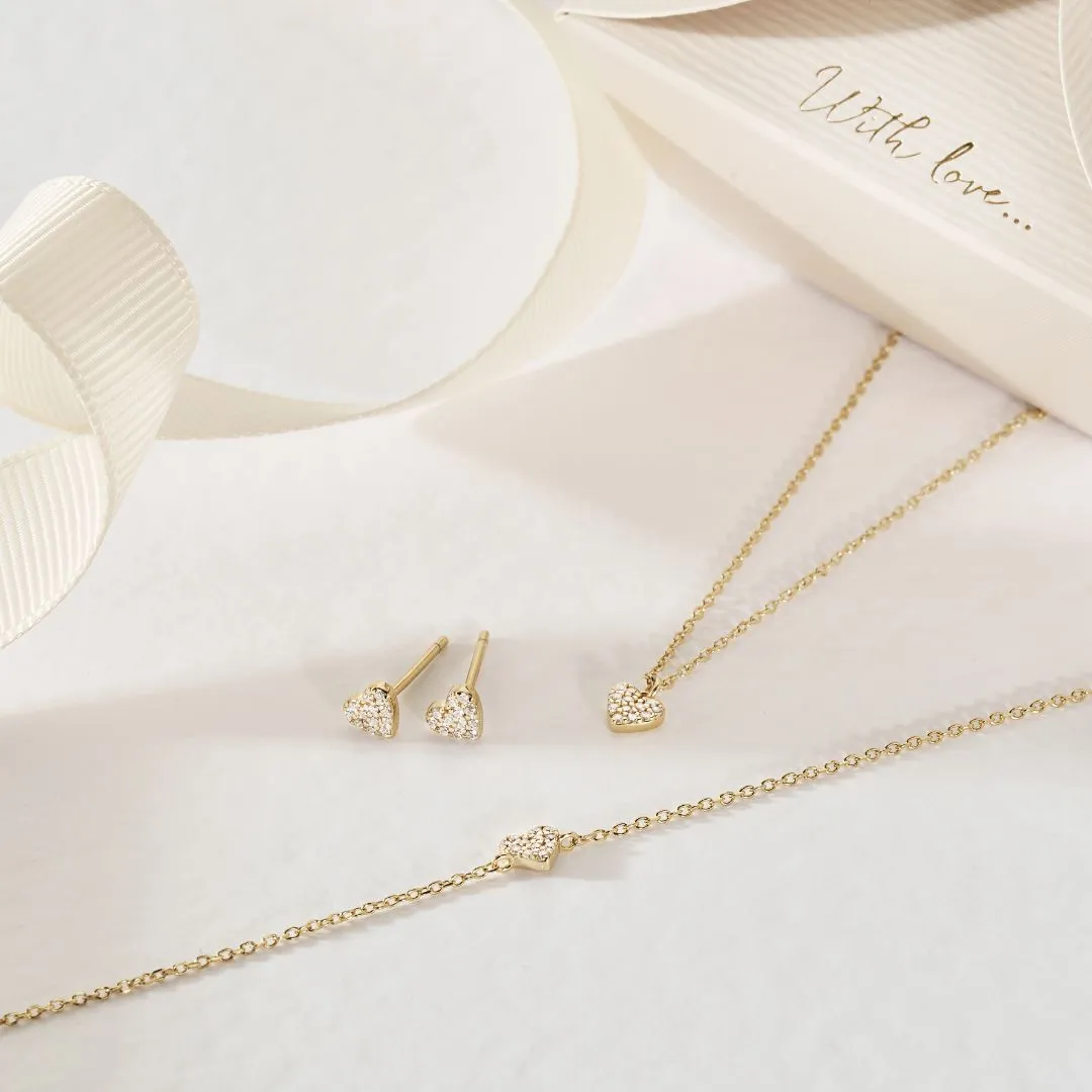 Gold Diamond Style Cluster Heart Stud Earrings sold by Lily & Roo product image thumbnail 4