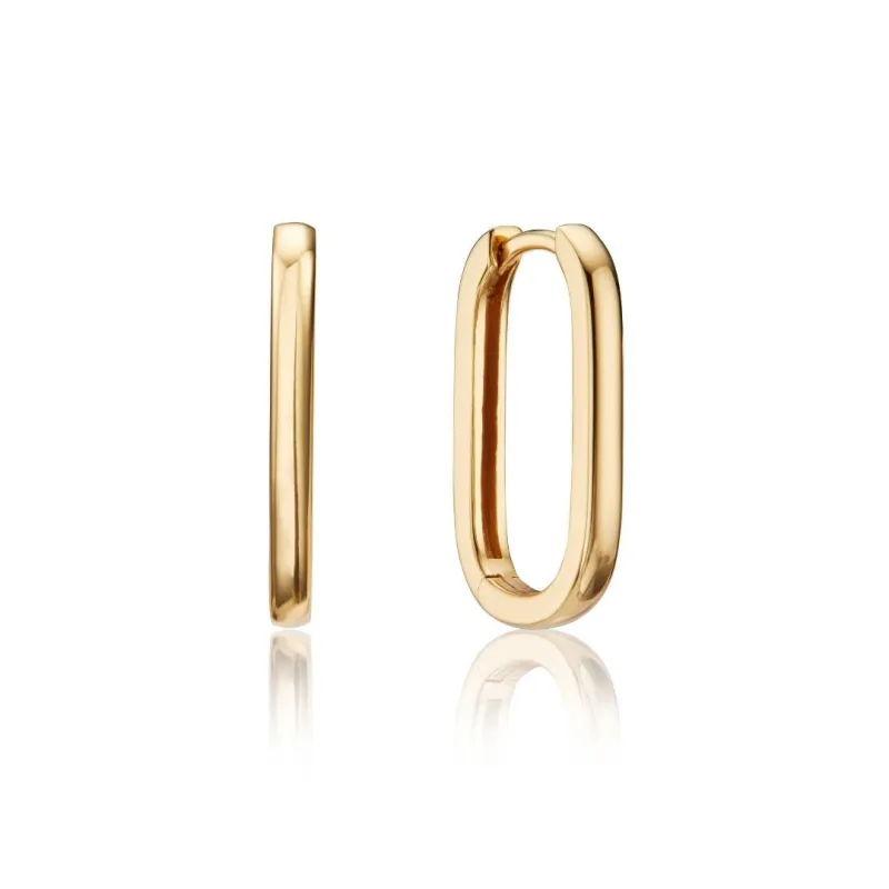 Gold Long Thin Plain Rectangle Hoop Earrings sold by Lily & Roo
