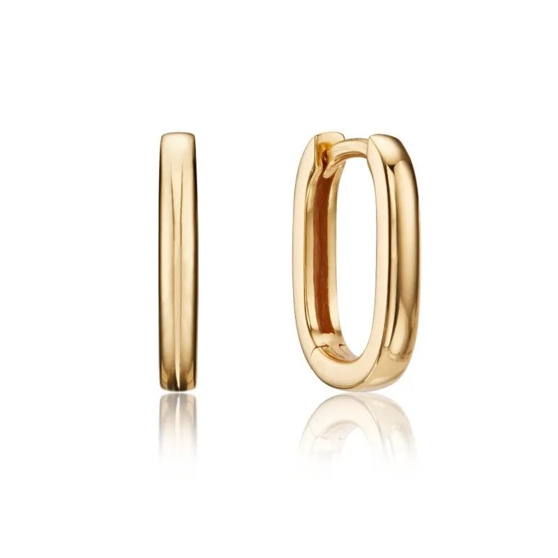 Gold Thin Plain Rectangle Hoop Earrings sold by Lily & Roo