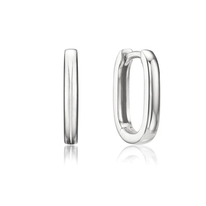 Silver Thin Plain Rectangle Hoop Earrings sold by Lily & Roo