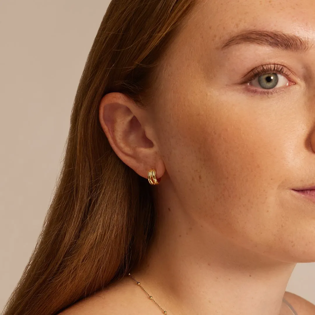 Gold Chunky Ribbed Huggie Hoop Earrings sold by Lily & Roo product image thumbnail 3