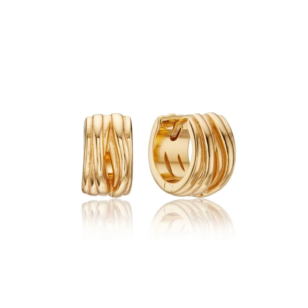 Gold Chunky Ribbed Huggie Hoop Earrings sold by Lily & Roo