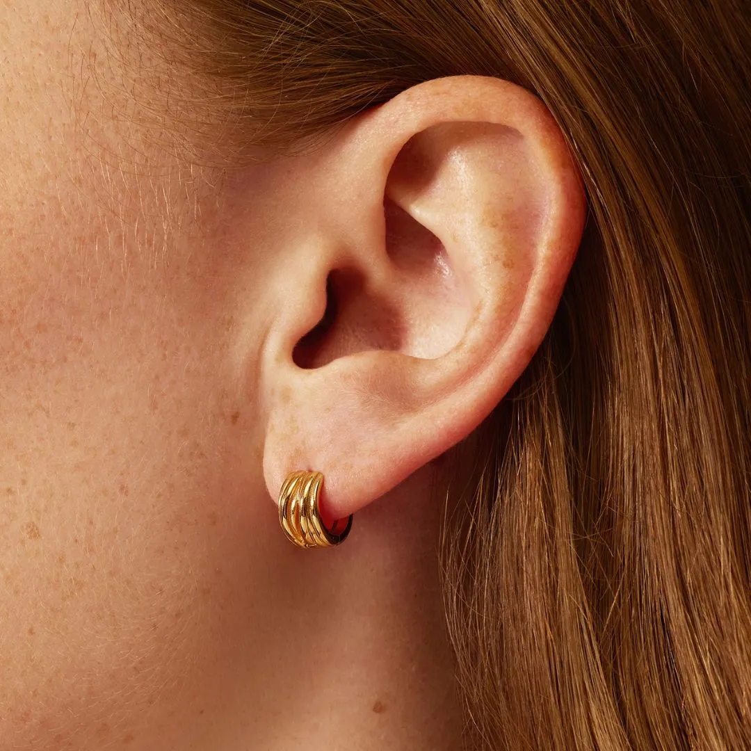 Gold Chunky Ribbed Huggie Hoop Earrings sold by Lily & Roo product image thumbnail 2