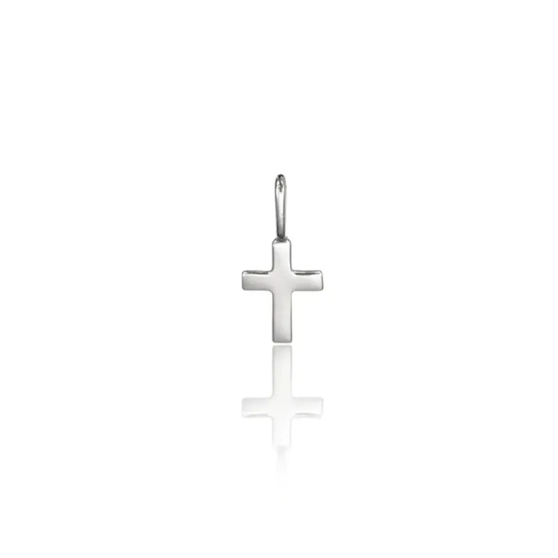 Solid White Gold Individual Tiny Cross Charm sold by Lily & Roo