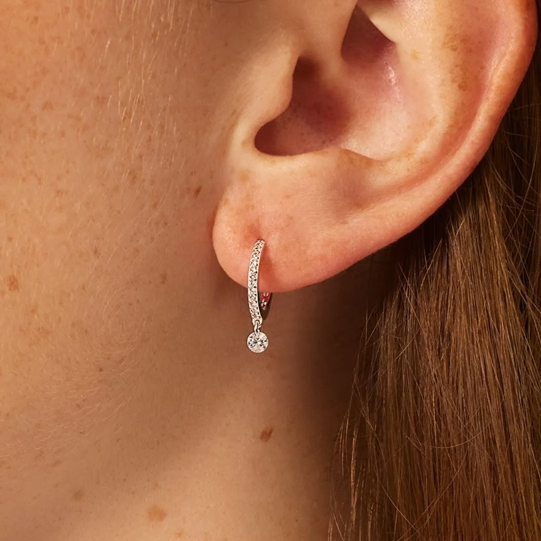 Silver Diamond Style Drop Hoop Earrings sold by Lily & Roo product image thumbnail 3