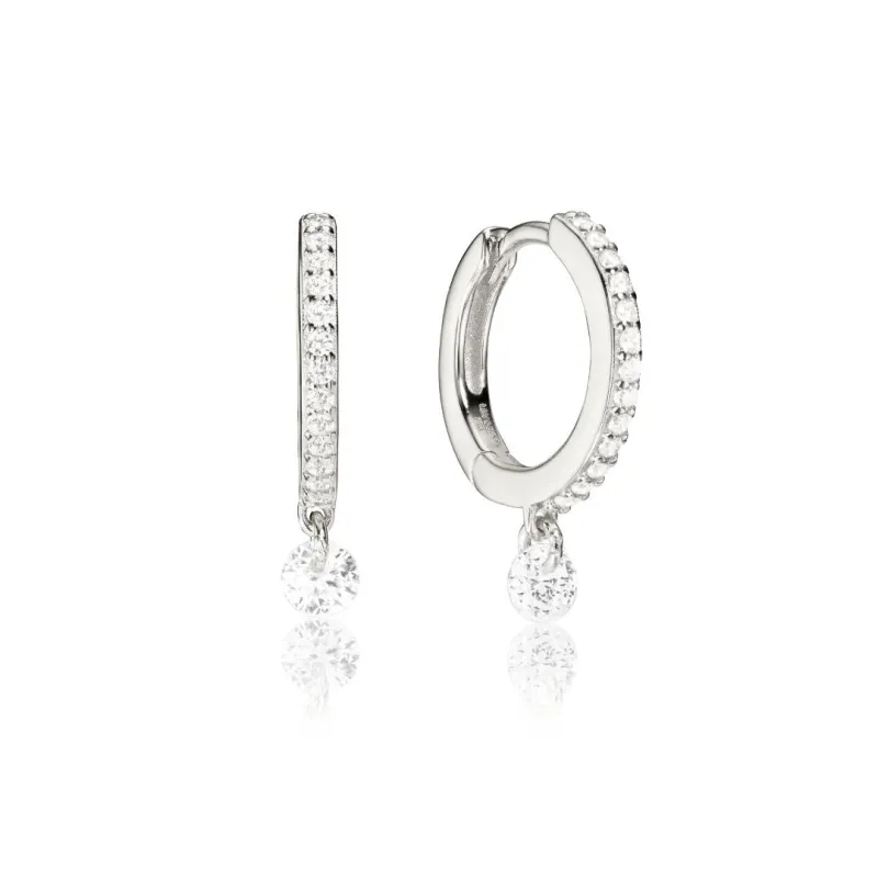 Silver Diamond Style Drop Hoop Earrings sold by Lily & Roo