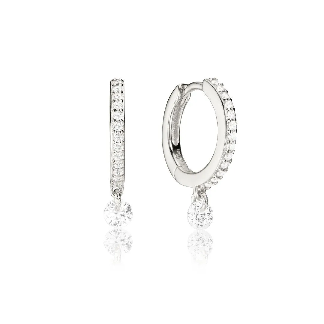 Silver Diamond Style Drop Hoop Earrings sold by Lily & Roo