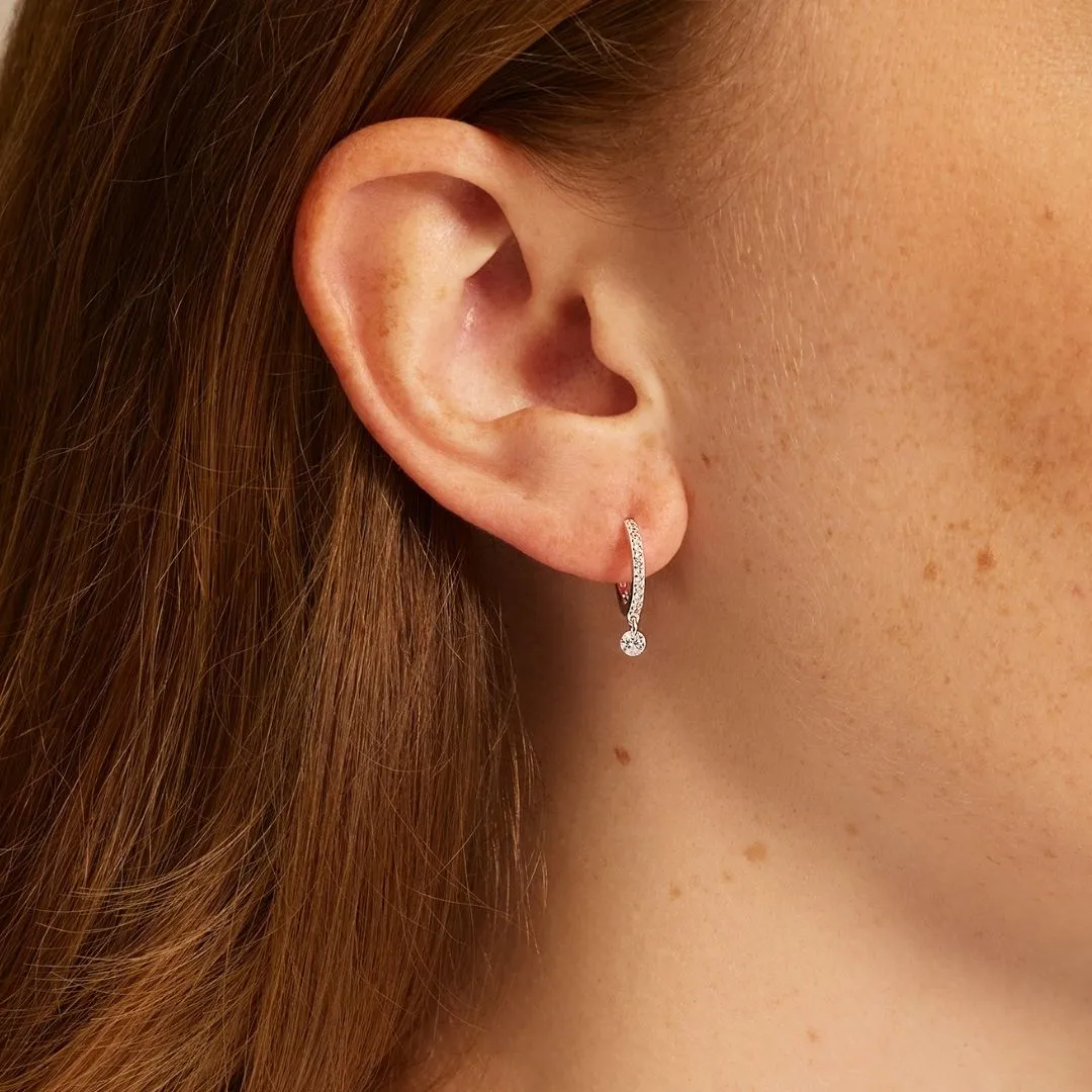 Silver Diamond Style Drop Hoop Earrings sold by Lily & Roo product image thumbnail 2