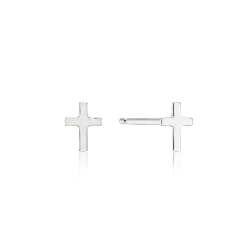 Silver Tiny Cross Stud Earrings sold by Lily & Roo