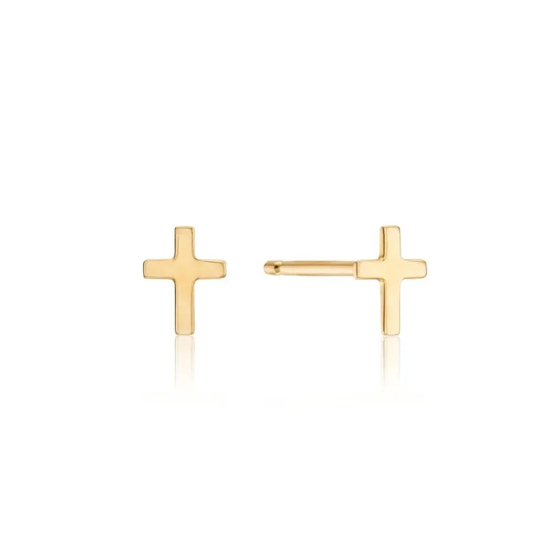 Gold Tiny Cross Stud Earrings sold by Lily & Roo