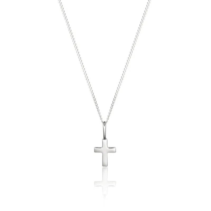 Solid White Gold Tiny Cross Necklace sold by Lily & Roo