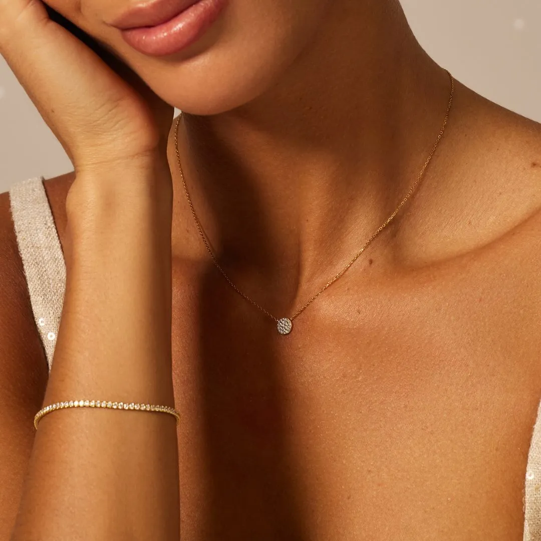 Gold Diamond Style Cluster Circle Necklace sold by Lily & Roo product image thumbnail 5