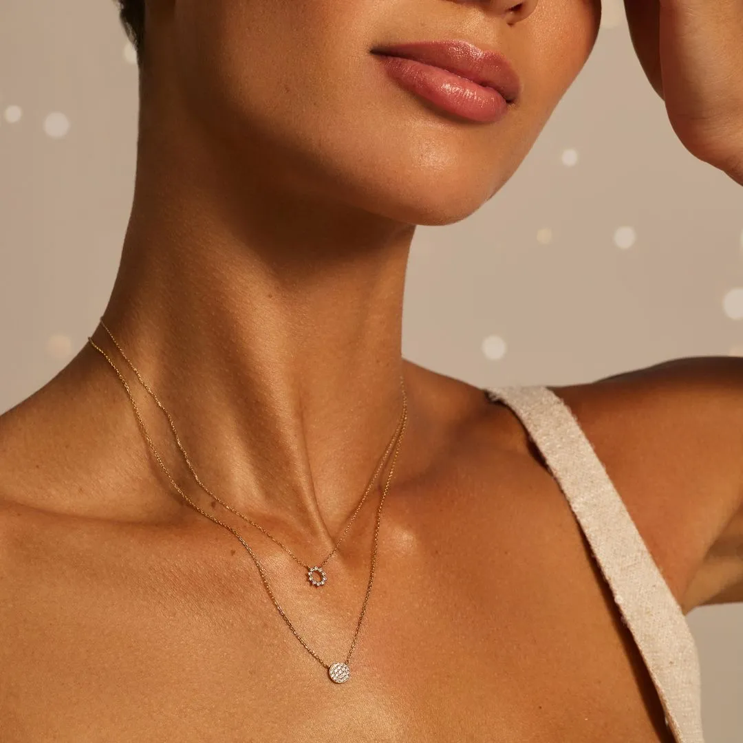 Gold Diamond Style Cluster Circle Necklace sold by Lily & Roo product image thumbnail 4