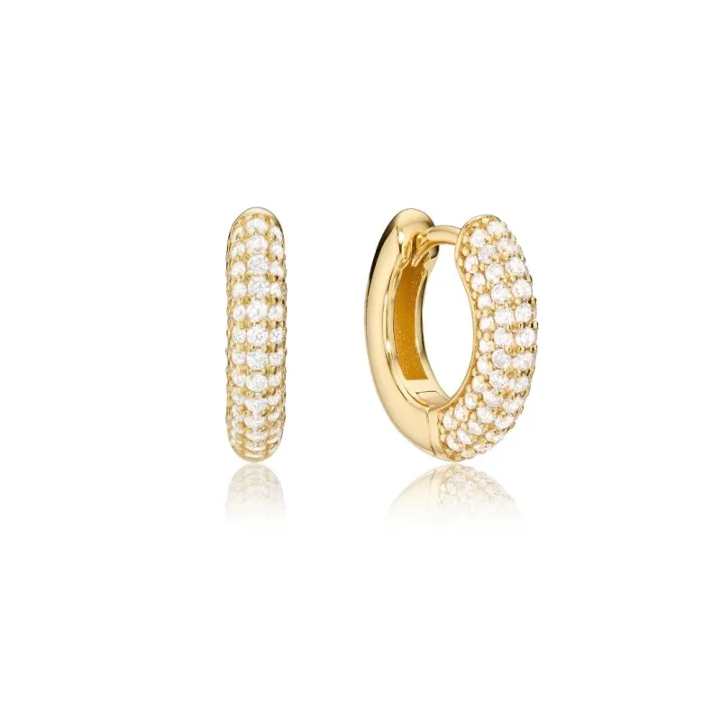 Gold Diamond Style Chunky Cluster Hoop Earrings sold by Lily & Roo
