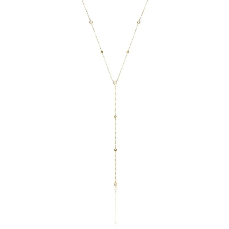 Gold Diamond Style Satellite Lariat Necklace sold by Lily & Roo
