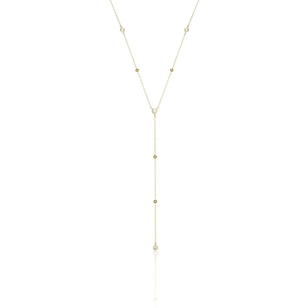Gold Diamond Style Satellite Lariat Necklace sold by Lily & Roo