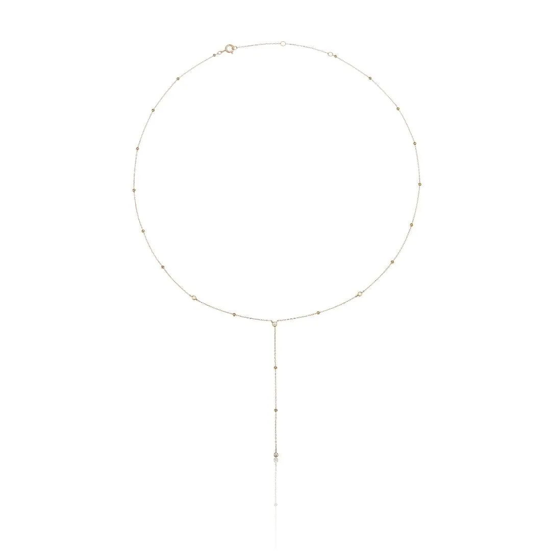 Gold Diamond Style Satellite Lariat Necklace sold by Lily & Roo product image thumbnail 4