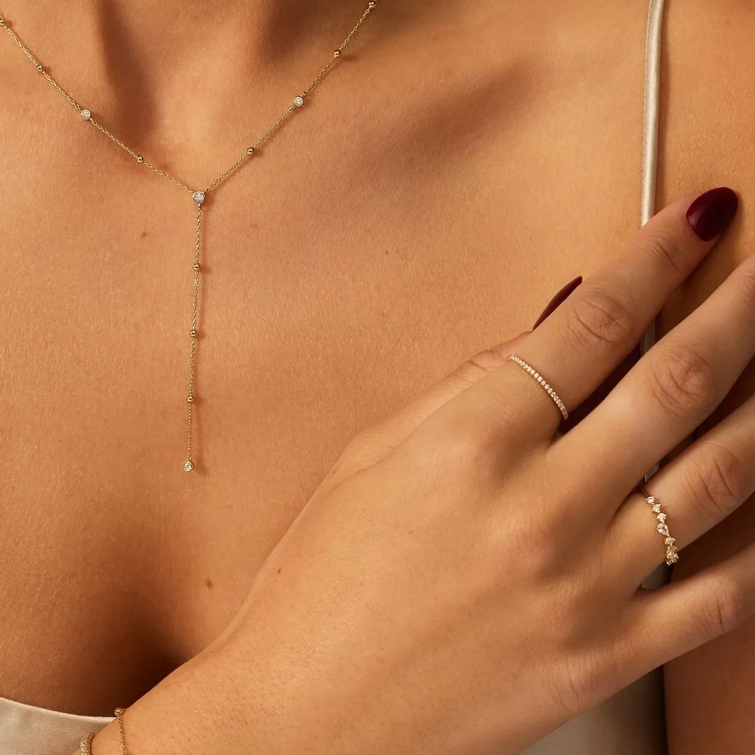 Gold Diamond Style Satellite Lariat Necklace sold by Lily & Roo product image thumbnail 3