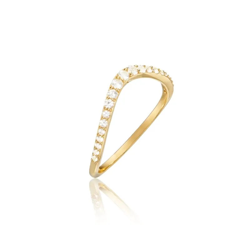 Gold Diamond Style Curve Ring sold by Lily & Roo