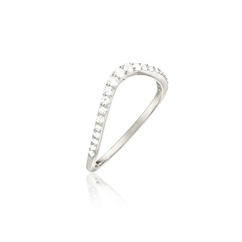 Silver Diamond Style Curve Ring sold by Lily & Roo