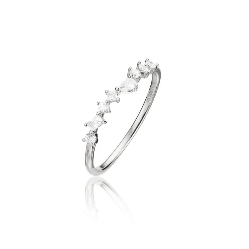Silver Diamond Style Mixed Cluster Ring sold by Lily & Roo