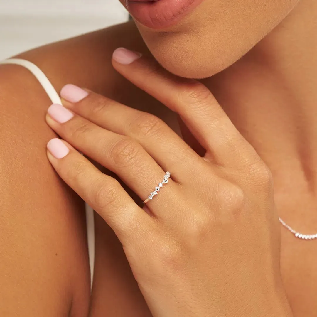 Silver Diamond Style Mixed Cluster Ring sold by Lily & Roo product image thumbnail 2