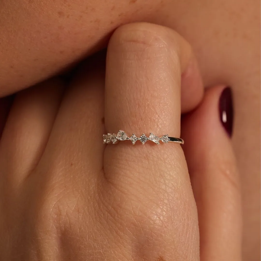 Silver Diamond Style Mixed Cluster Ring sold by Lily & Roo product image thumbnail 3