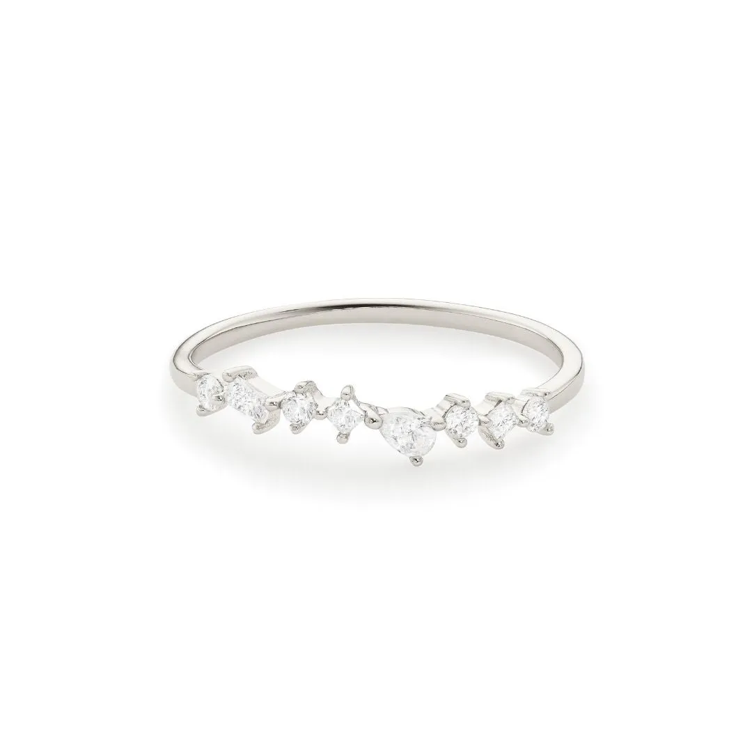 Silver Diamond Style Mixed Cluster Ring sold by Lily & Roo product image thumbnail 4