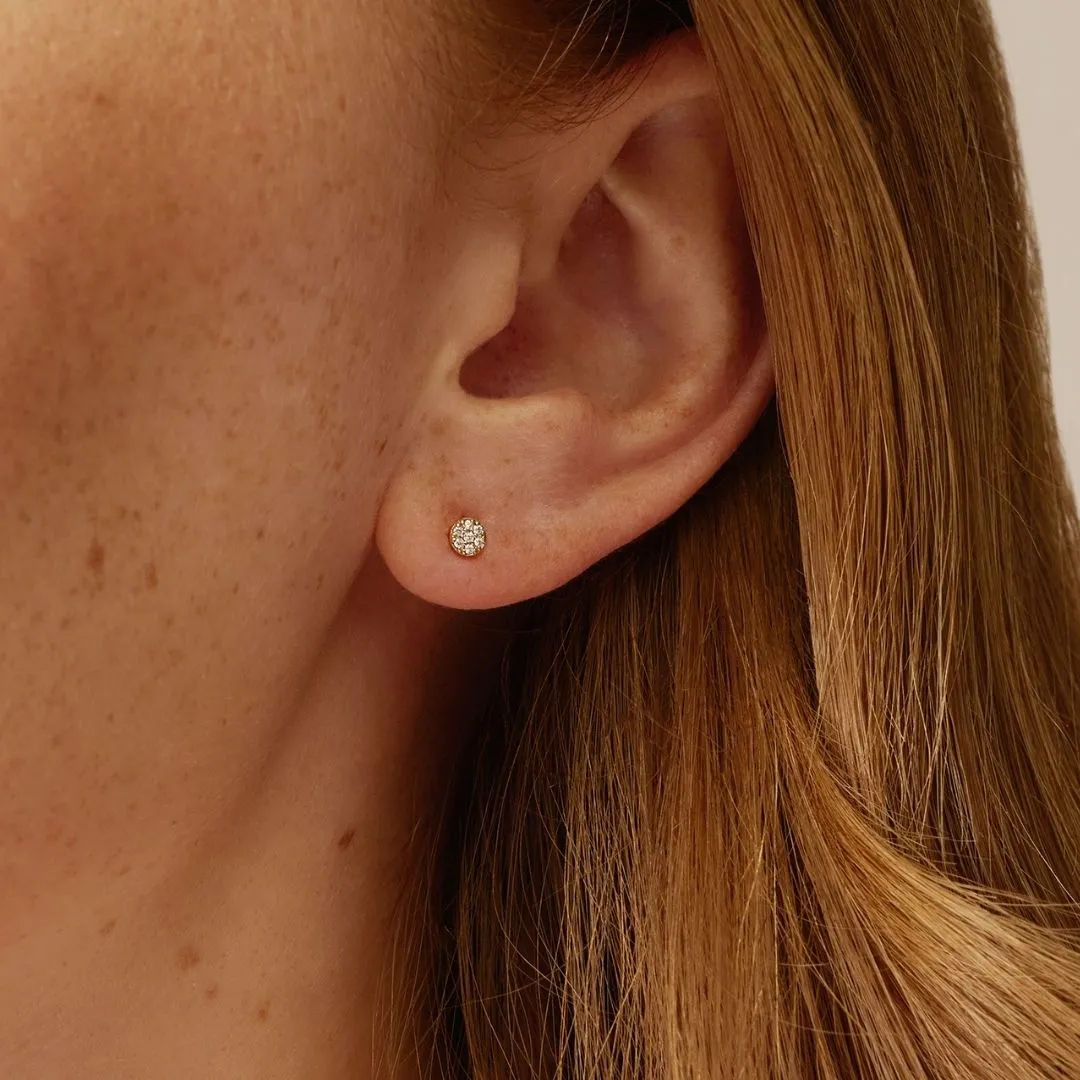 Silver Diamond Style Cluster Circle Stud Earrings sold by Lily & Roo product image thumbnail 3