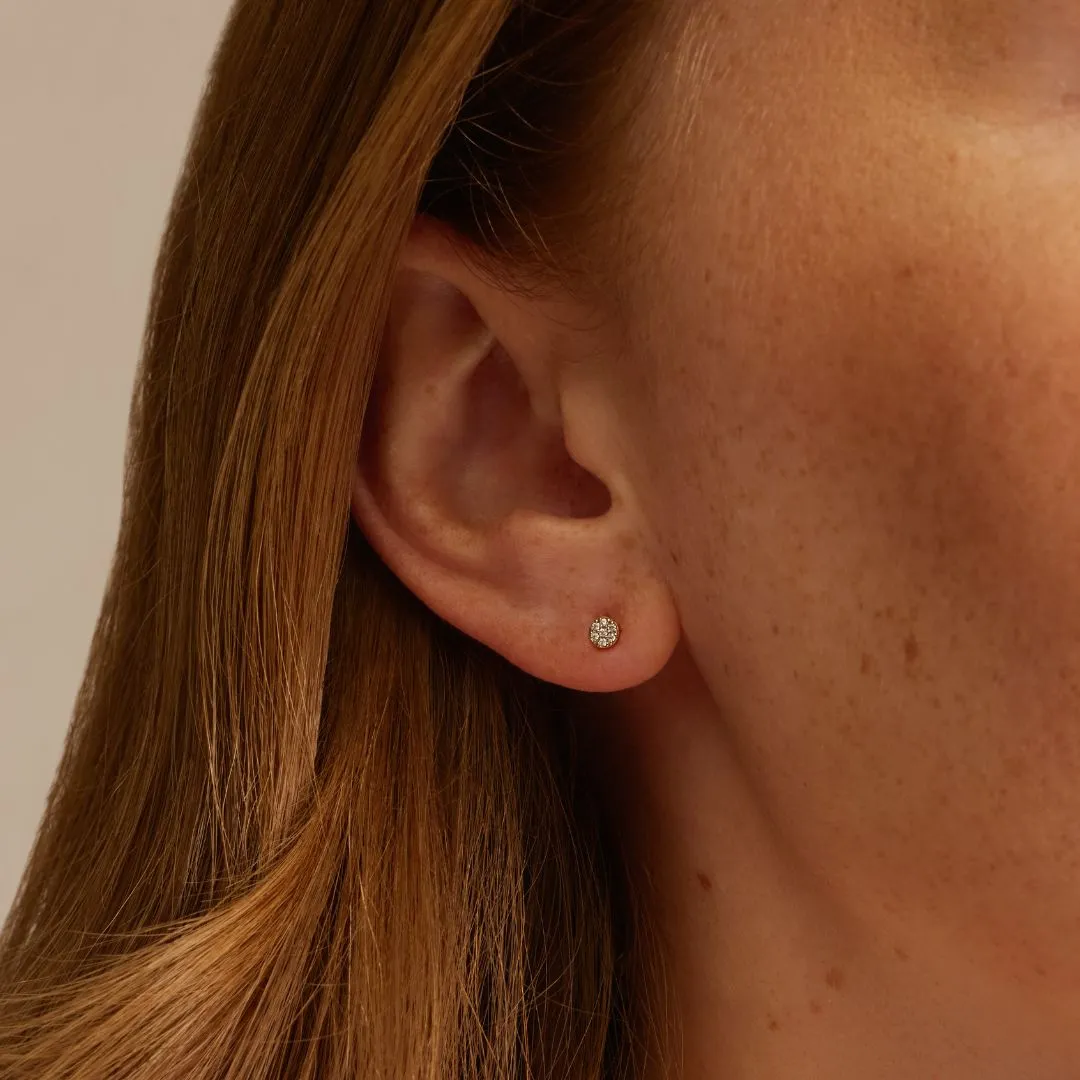 Silver Diamond Style Cluster Circle Stud Earrings sold by Lily & Roo product image thumbnail 2