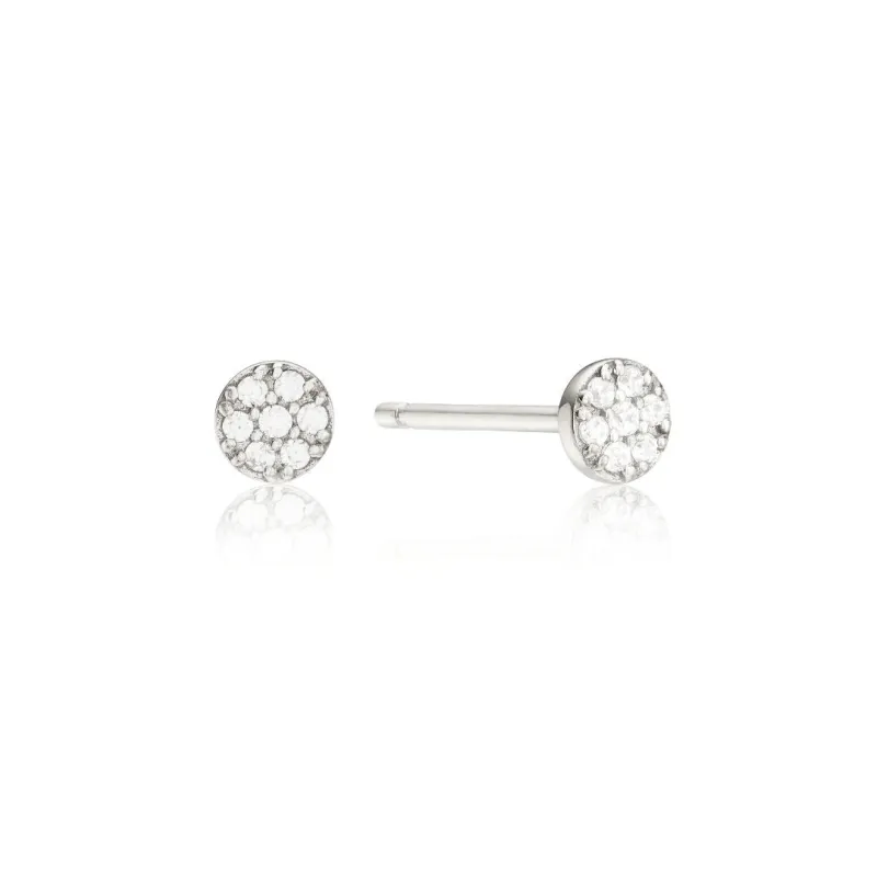 Silver Diamond Style Cluster Circle Stud Earrings sold by Lily & Roo