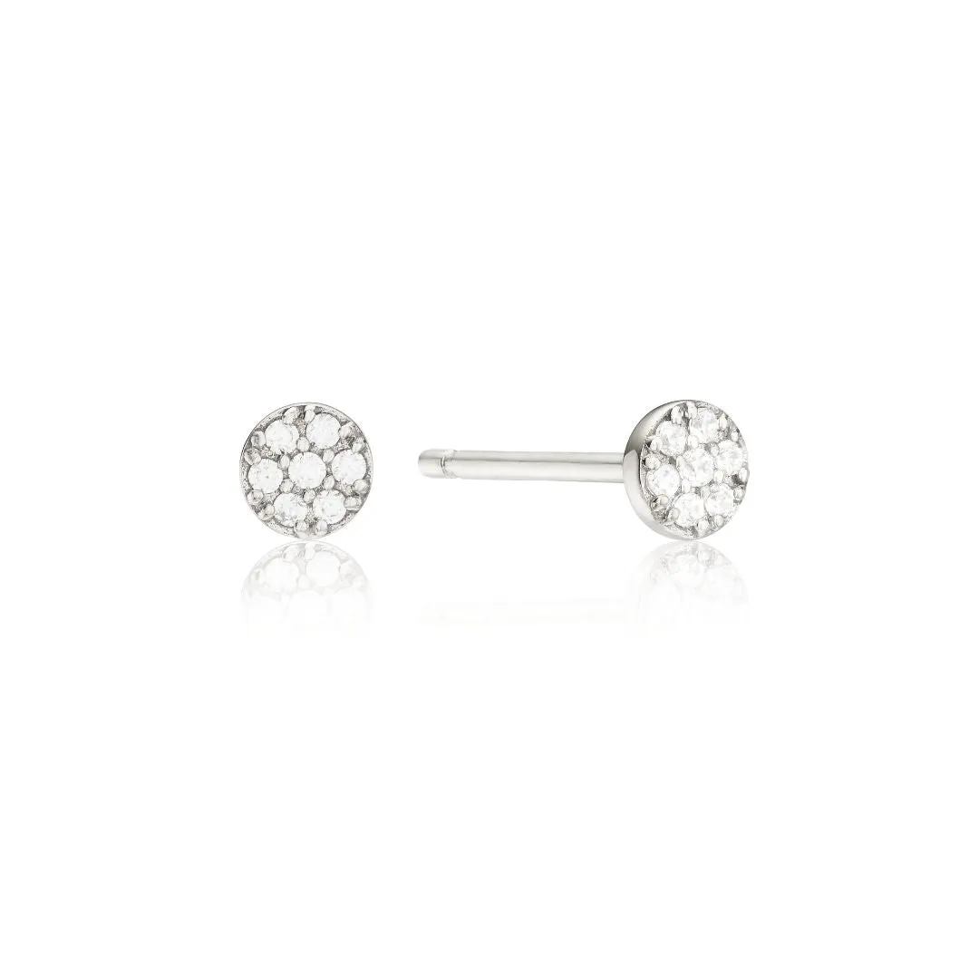 Silver Diamond Style Cluster Circle Stud Earrings sold by Lily & Roo