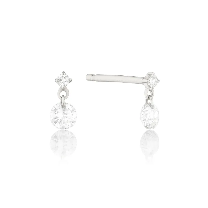 Silver Floating Diamond Style Drop Stud Earrings sold by Lily & Roo