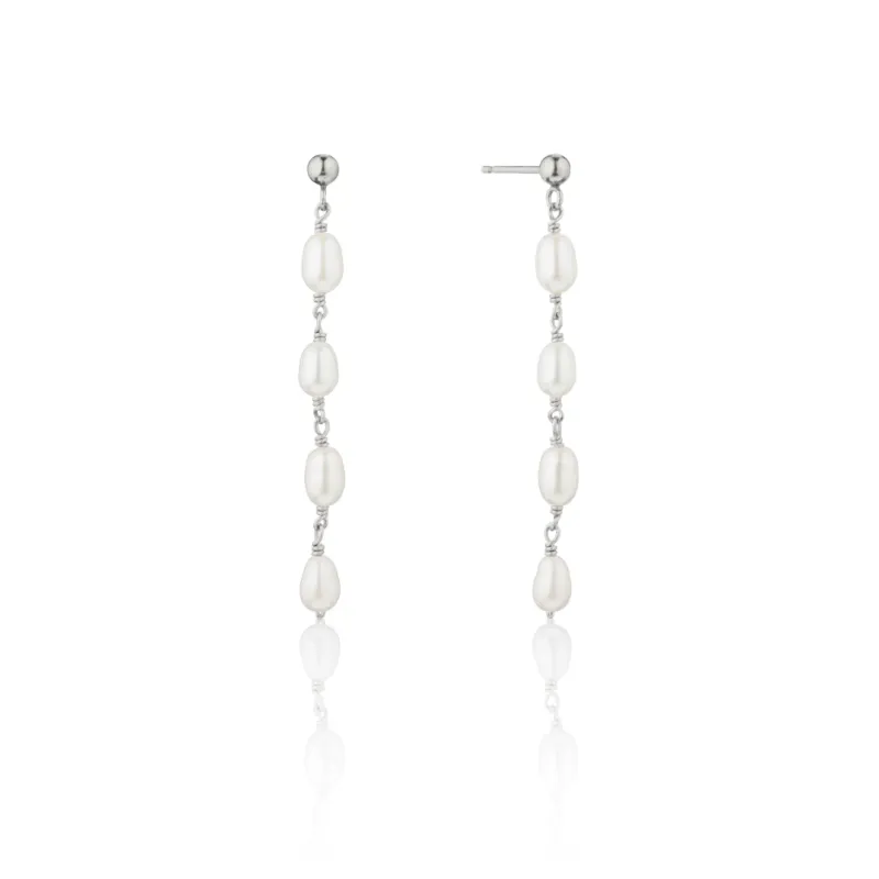 Silver Four Seed Pearl Drop Earrings sold by Lily & Roo