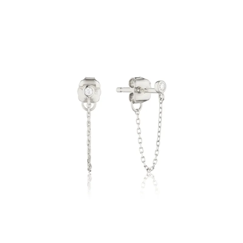 Silver Diamond Style Chain Stud Earrings sold by Lily & Roo