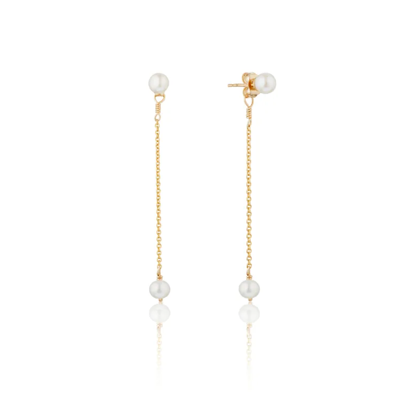 Gold Small Pearl Drop Stud Earrings sold by Lily & Roo