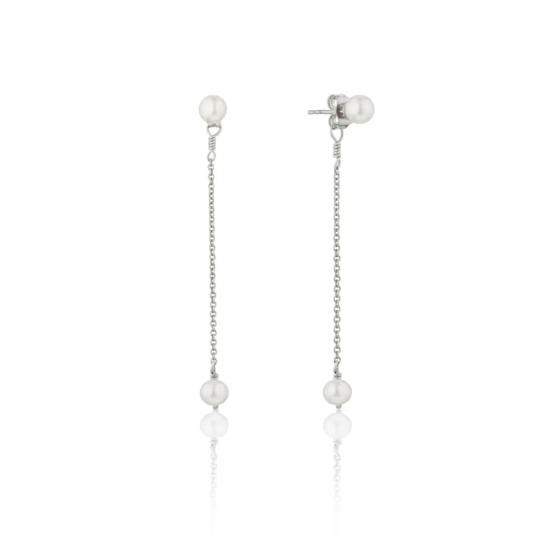 Silver Small Pearl Drop Stud Earrings sold by Lily & Roo