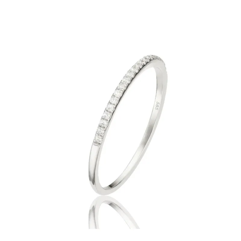 Silver Diamond Style Half Eternity Ring sold by Lily & Roo