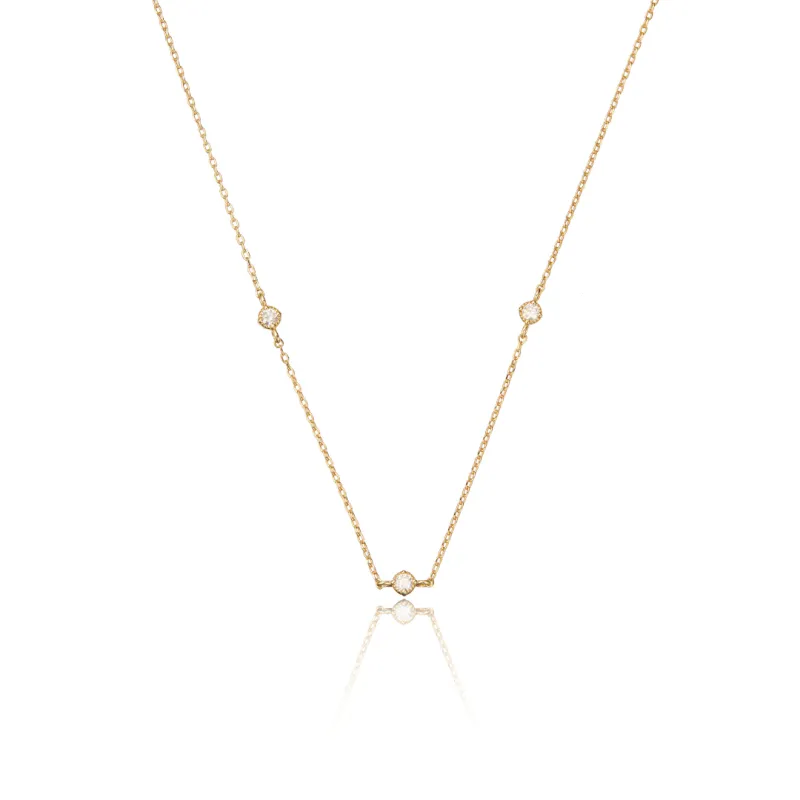 Gold Three Diamond Style Necklace sold by Lily & Roo