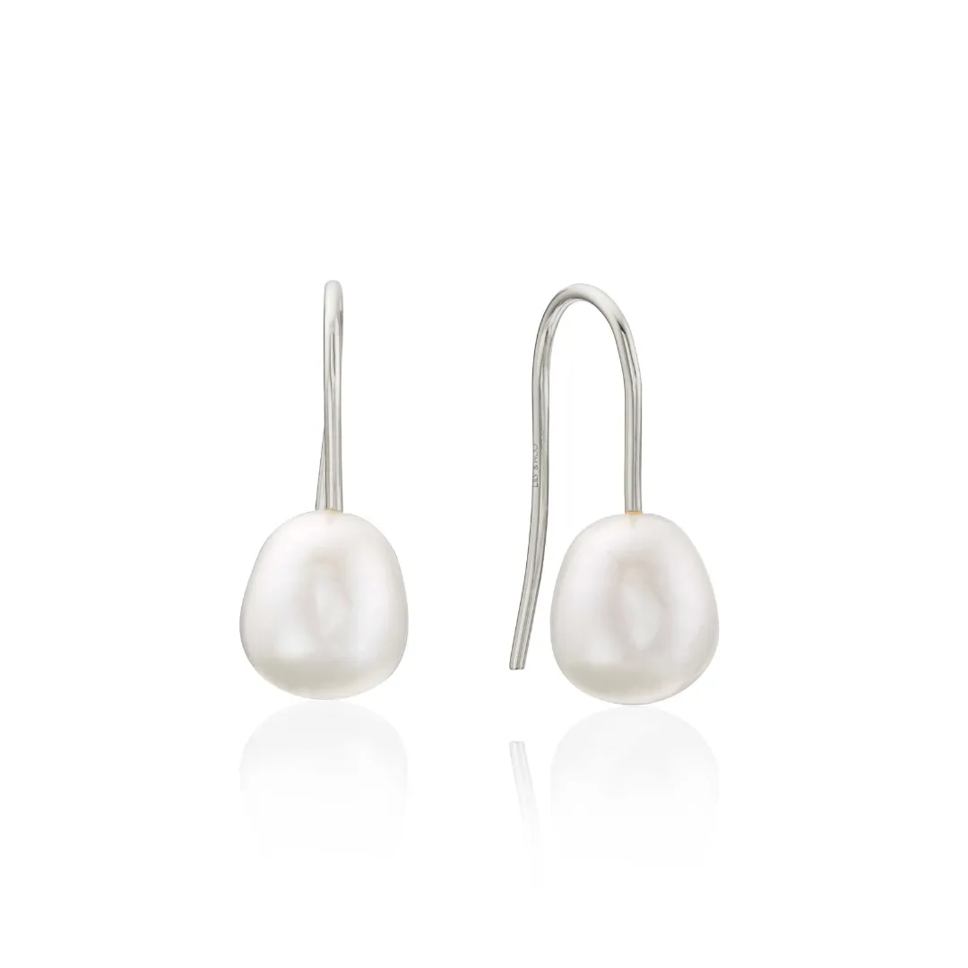 Silver Pearl Drop Hook Earrings sold by Lily & Roo