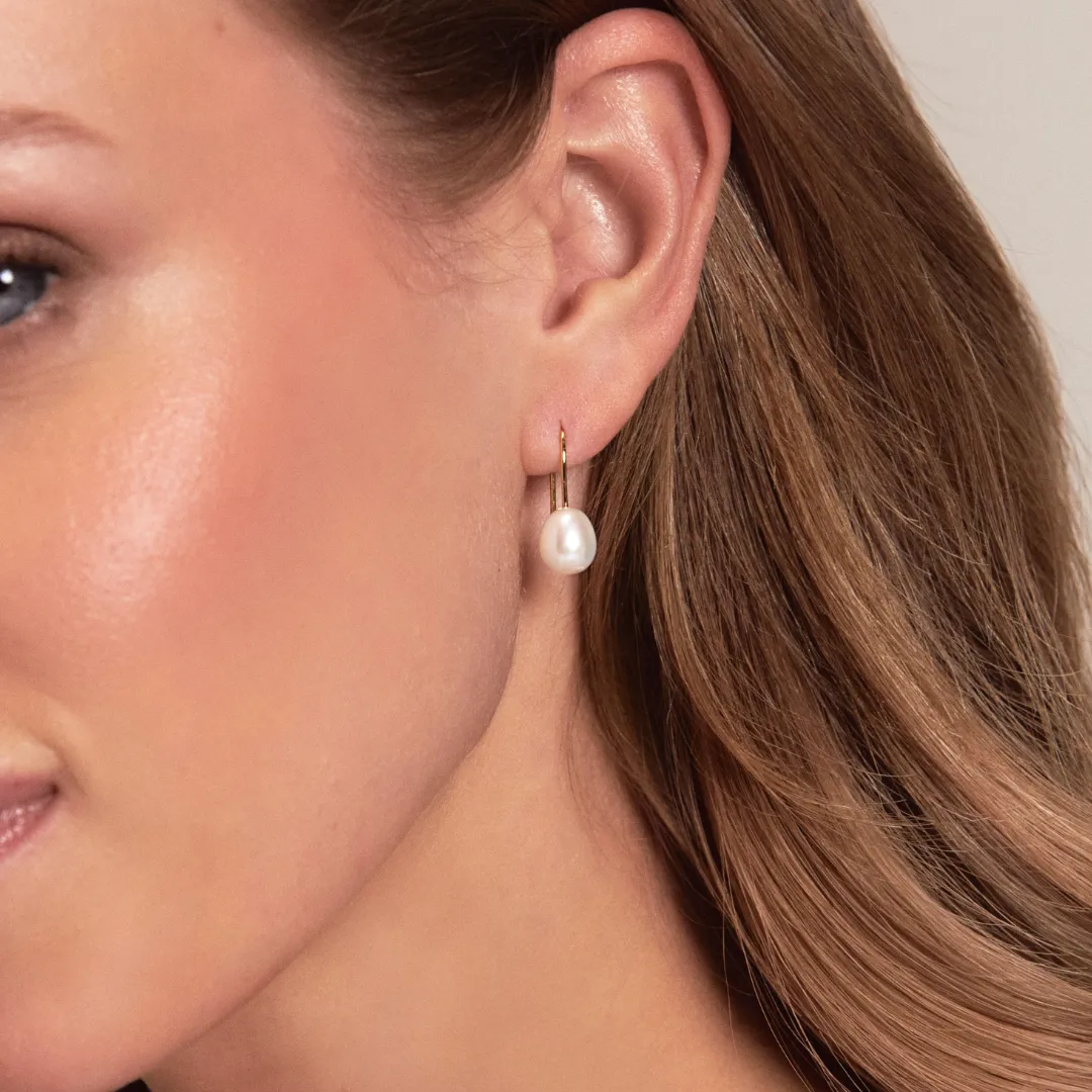 Gold Pearl Drop Hook Earrings sold by Lily & Roo product image thumbnail 2